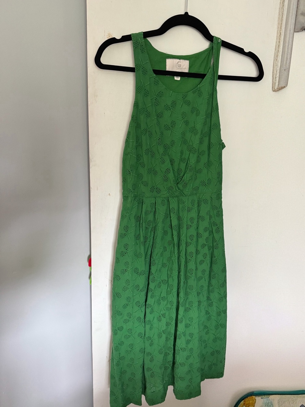 Anthropologie Green Eyelet Dress